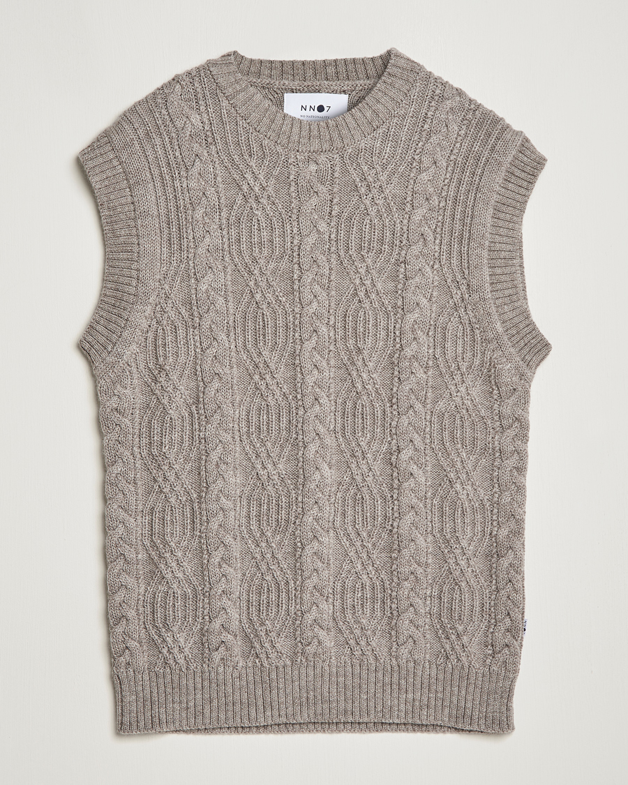 Hombres | Jerséis y prendas de punto | NN07 | Cable Structured Knitted Vest Nature Melange