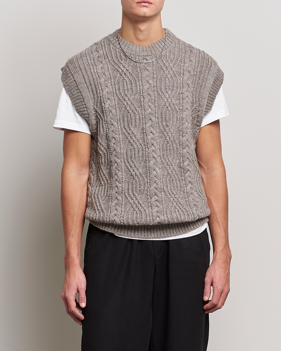 Hombres | Jerséis y prendas de punto | NN07 | Cable Structured Knitted Vest Nature Melange