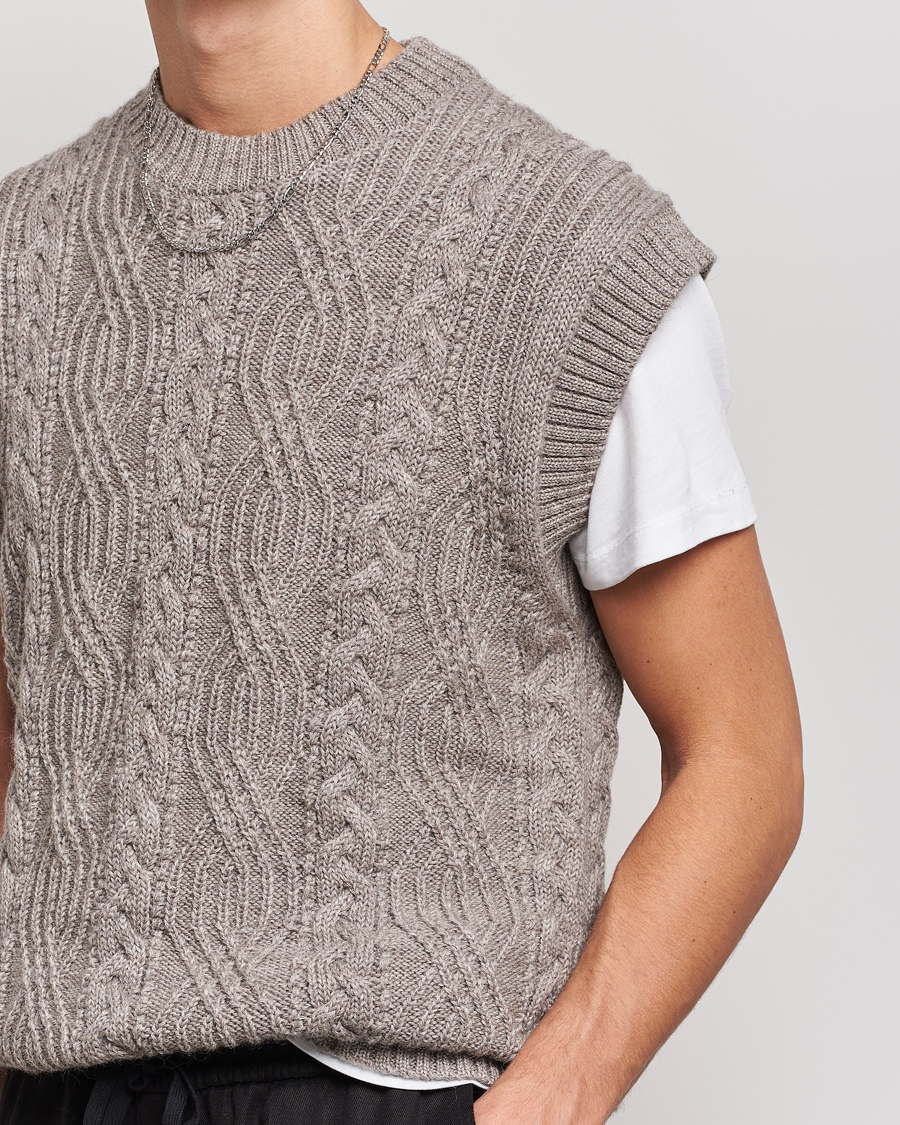 Hombres | Jerséis y prendas de punto | NN07 | Cable Structured Knitted Vest Nature Melange