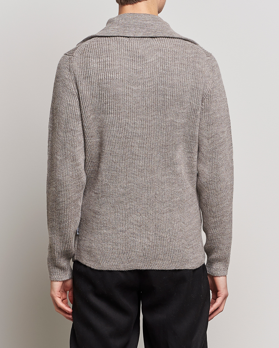 Hombres | Jerséis y prendas de punto | NN07 | Holger Knitted Ribbed Half Zip Nature Melange