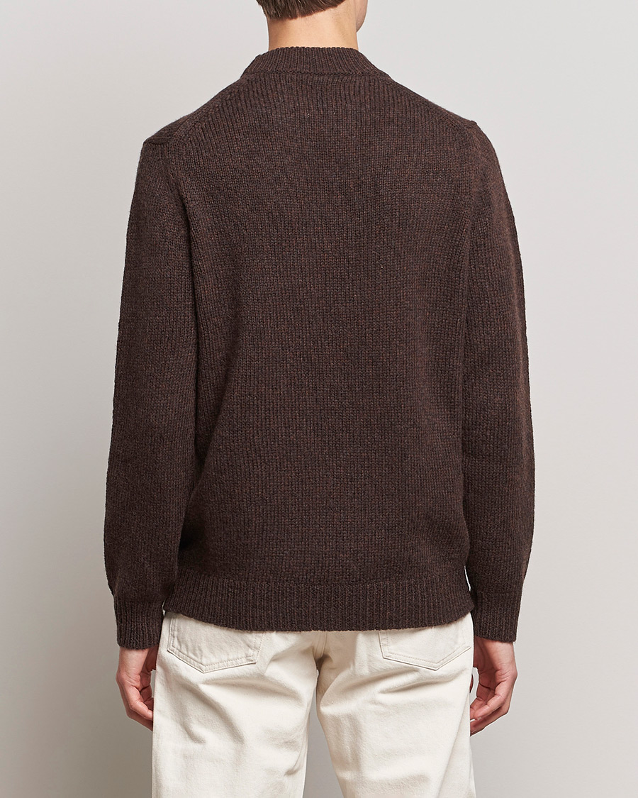 Hombres | Jerséis y prendas de punto | NN07 | Nick Knitted Merino Mock Neck Dark Brown