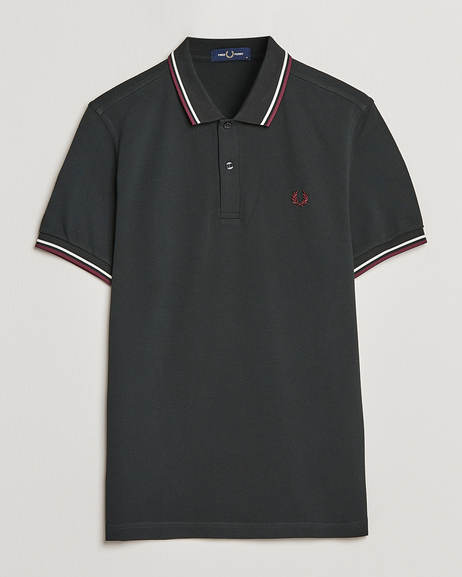 Hombres | Polos | Fred Perry | Twin Tipped Polo Shirt Night Green Ecru