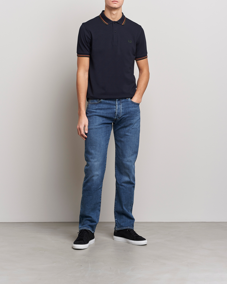 Hombres | Polos | Fred Perry | Twin Tipped Polo Shirt Navy Night Green