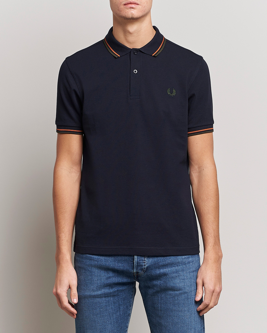 Hombres | Polos | Fred Perry | Twin Tipped Polo Shirt Navy Night Green
