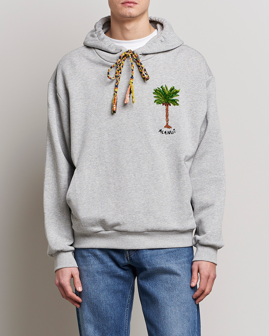 Hombres | Jerséis y prendas de punto | Alanui | Embroidered Hoodie Grey Melange