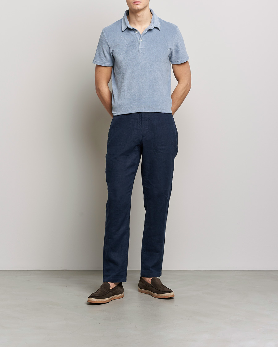 Hombres | Polos | Altea | Short Sleeve Terry Polo Dusty Blue