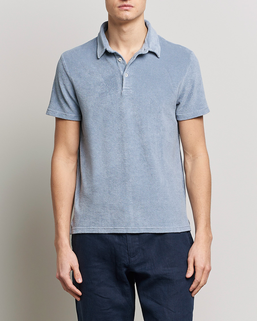 Hombres | Polos | Altea | Short Sleeve Terry Polo Dusty Blue