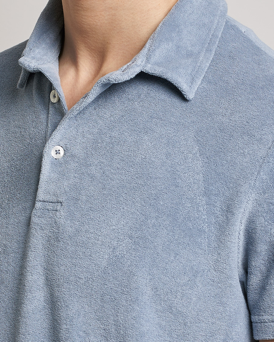 Hombres | Polos | Altea | Short Sleeve Terry Polo Dusty Blue