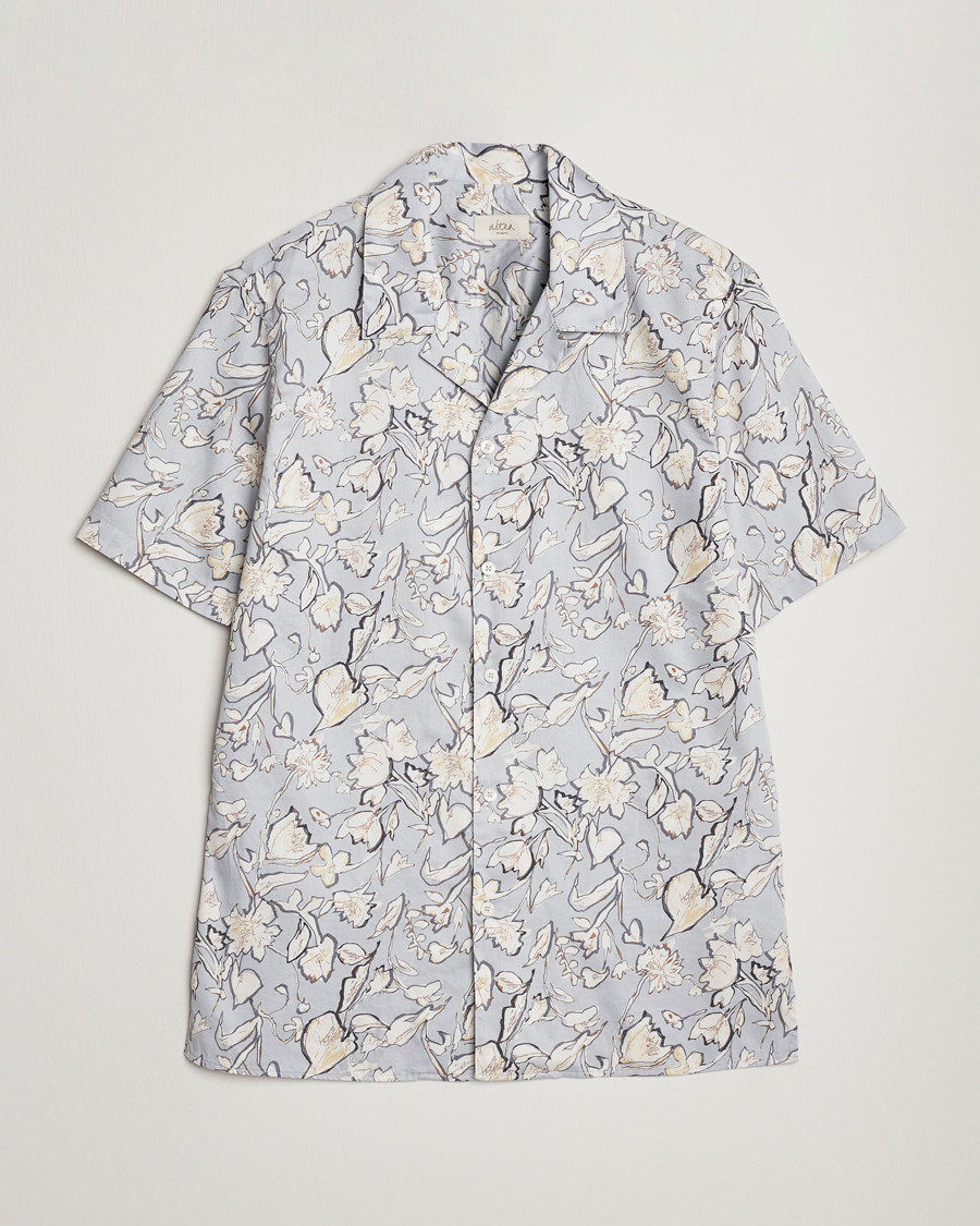 Hombres | Camisas | Altea | Printed Bowling Shirt Light Grey