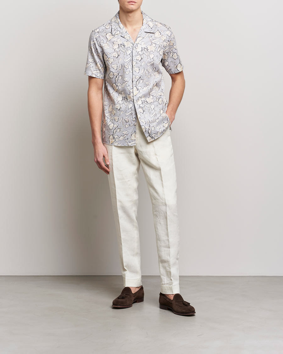 Hombres | Camisas | Altea | Printed Bowling Shirt Light Grey