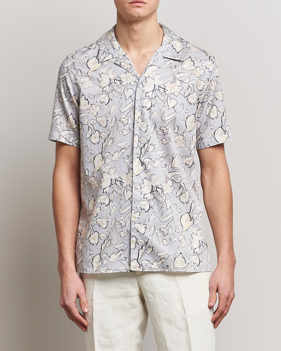 Hombres | Camisas | Altea | Printed Bowling Shirt Light Grey