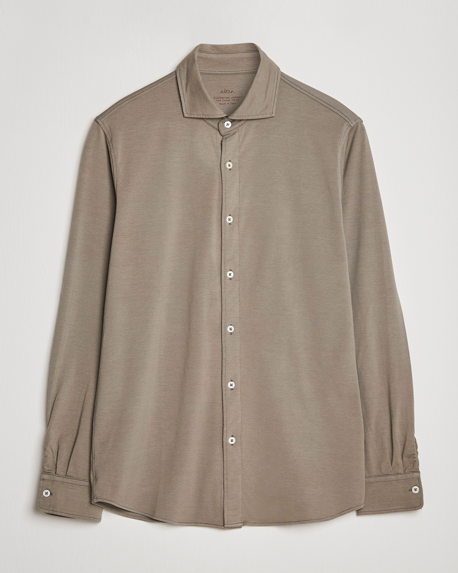 Hombres | Camisas | Altea | Jersey Stretch Shirt Taupe