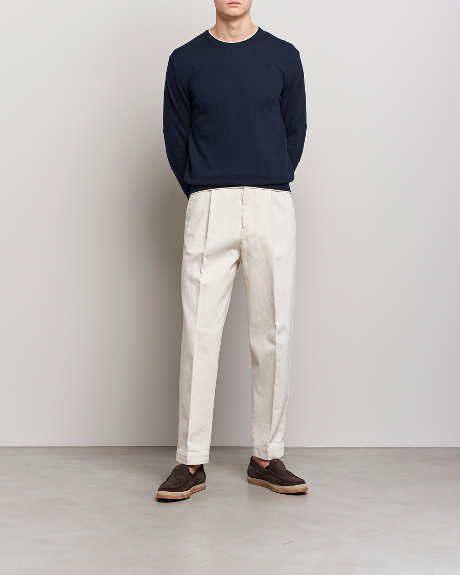 Hombres | Jerséis y prendas de punto | Altea | Soft Cotton Pullover Navy