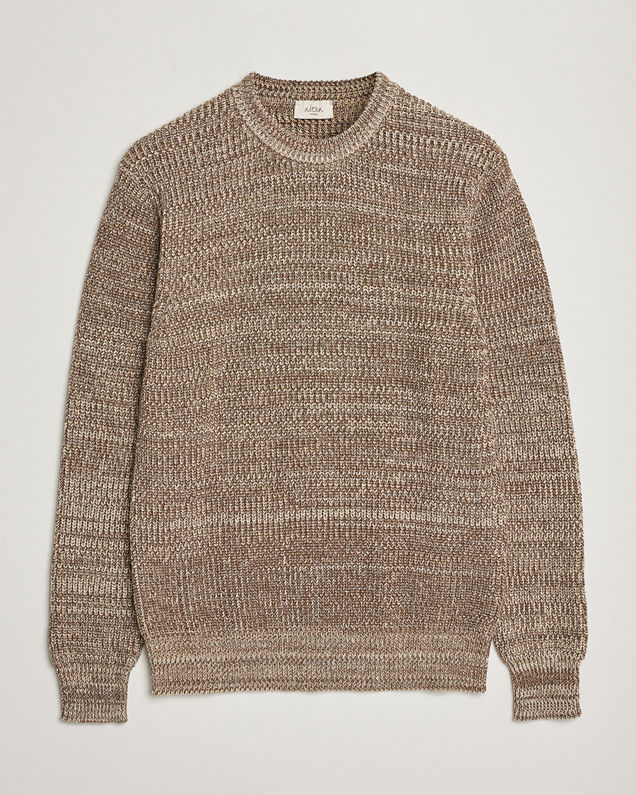 Hombres | Jerséis y prendas de punto | Altea | Rib Cotton Sweater Brown Melange