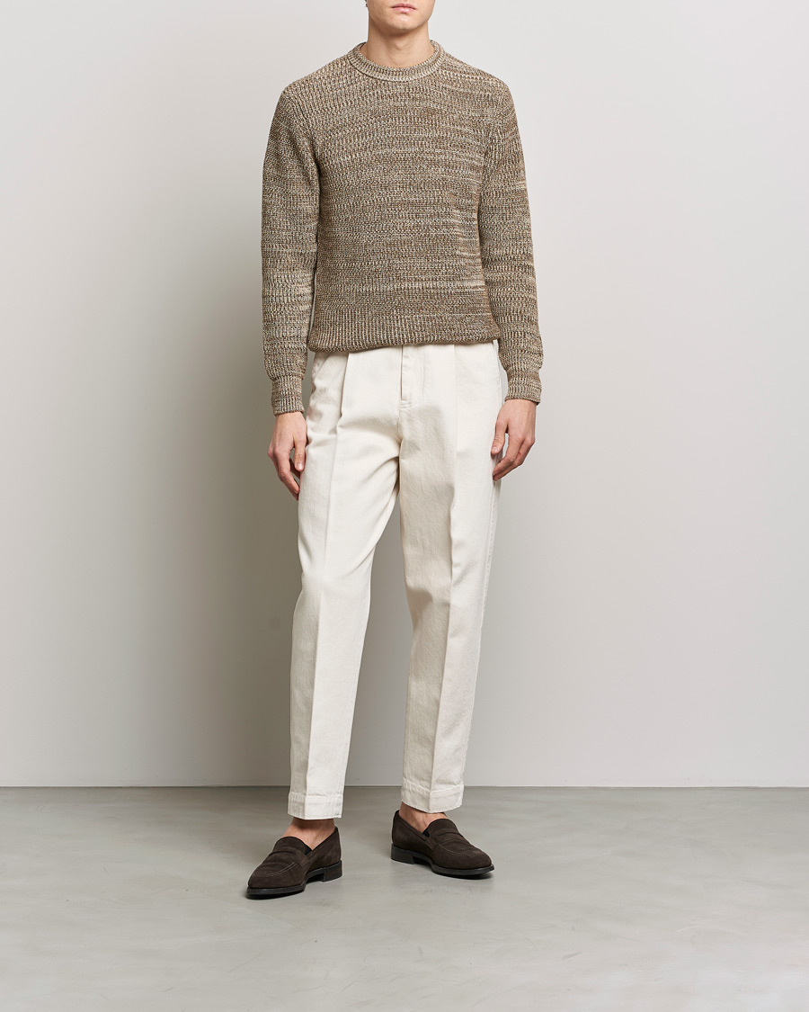 Hombres | Jerséis y prendas de punto | Altea | Rib Cotton Sweater Brown Melange