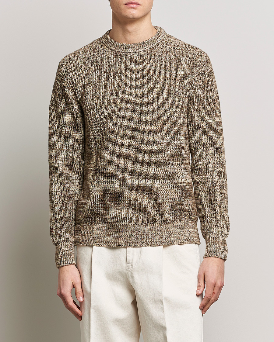 Hombres | Jerséis y prendas de punto | Altea | Rib Cotton Sweater Brown Melange
