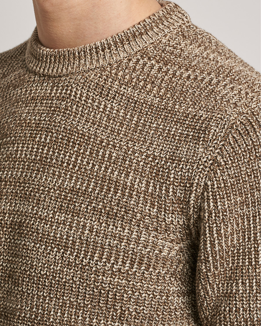 Hombres | Jerséis y prendas de punto | Altea | Rib Cotton Sweater Brown Melange