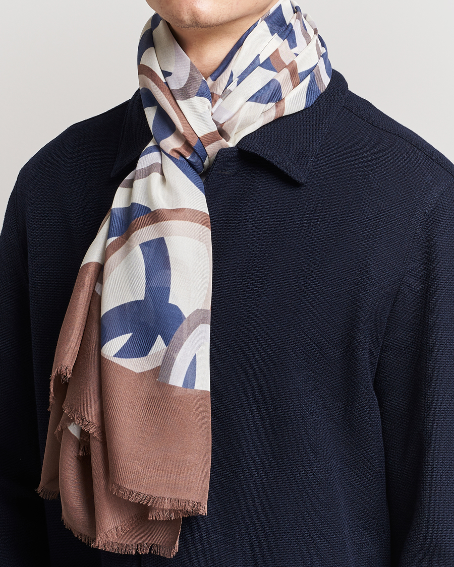 Hombres | Altea Printed Scarf Navy/Brown | Altea | Printed Scarf Navy/Brown