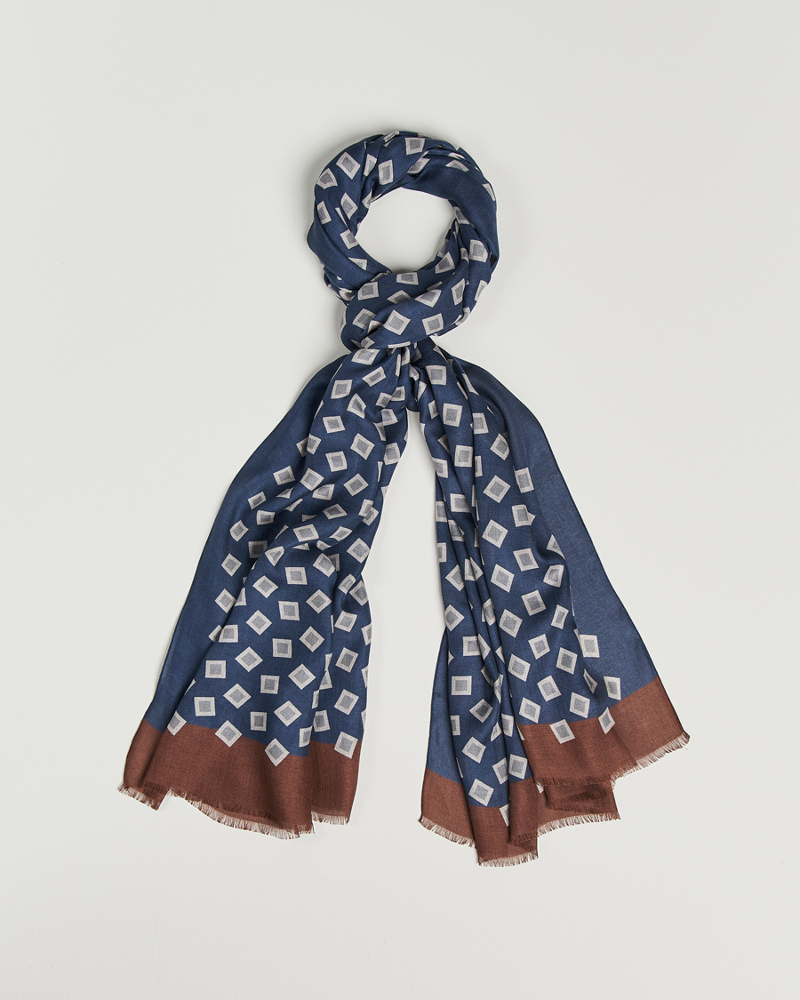 Hombres | Altea Printed Scarf Navy/Grey | Altea | Printed Scarf Navy/Grey