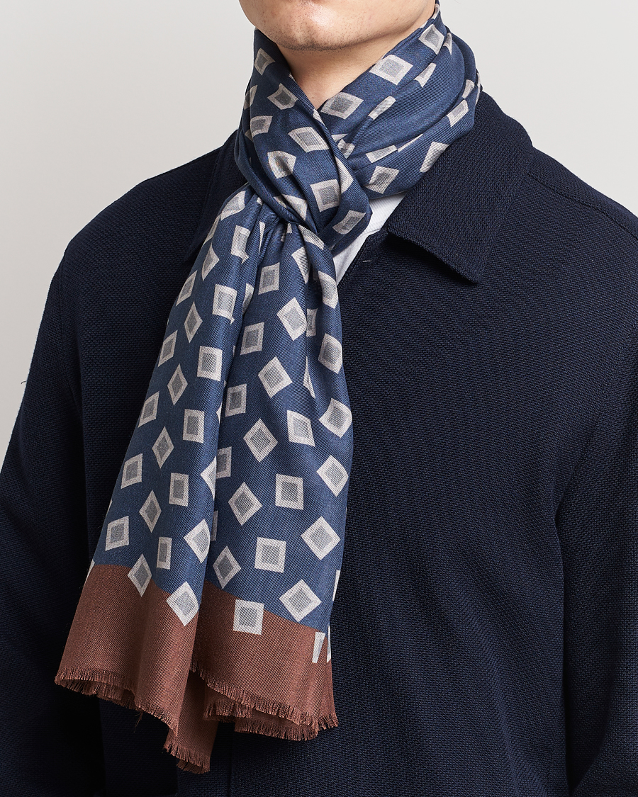Hombres | Altea Printed Scarf Navy/Grey | Altea | Printed Scarf Navy/Grey