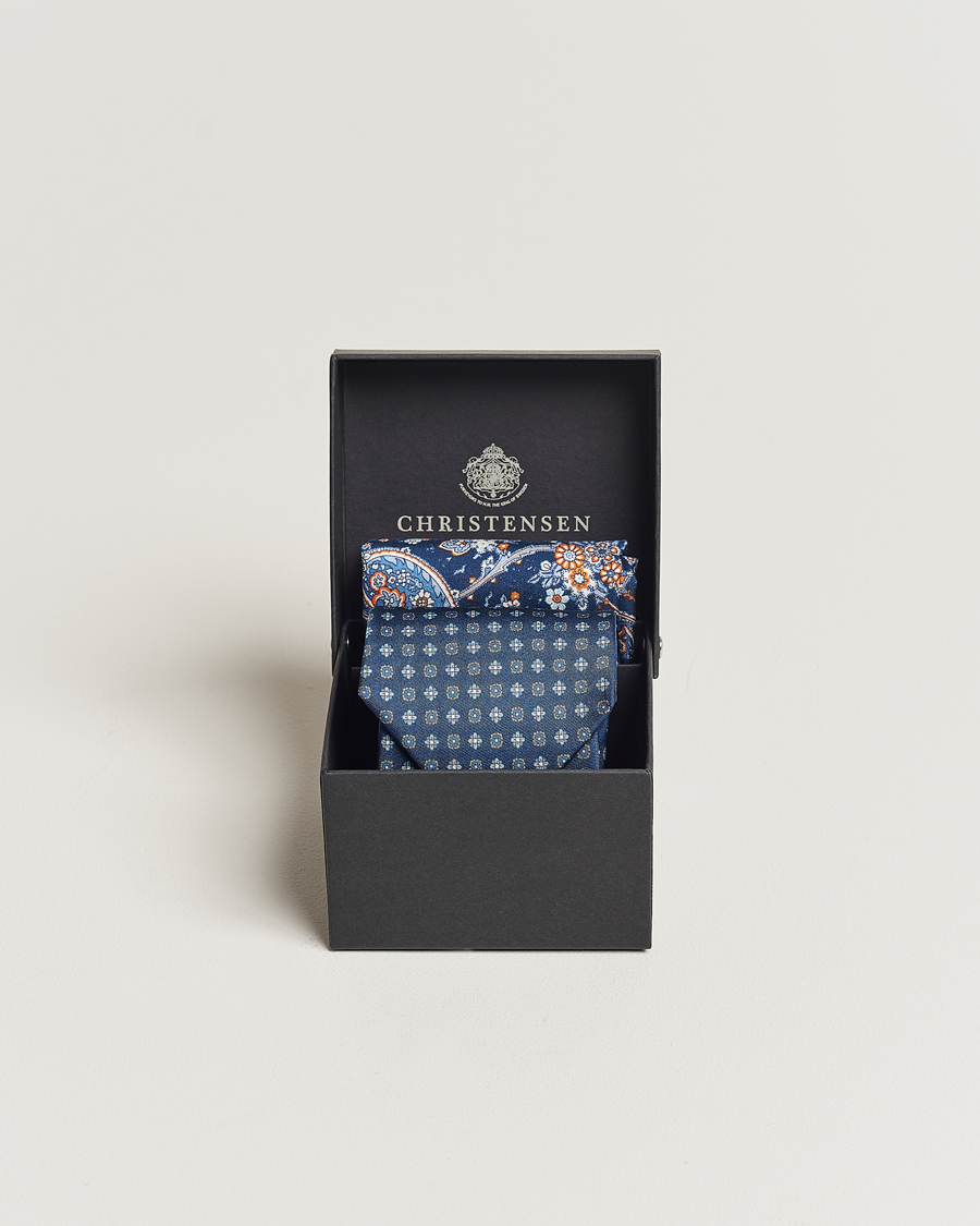 Hombres | Amanda Christensen Box Set Silk Twill 8cm Tie With Pocket Square Navy | Amanda Christensen | Box Set Silk Twill 8cm Tie With Pocket Square Navy