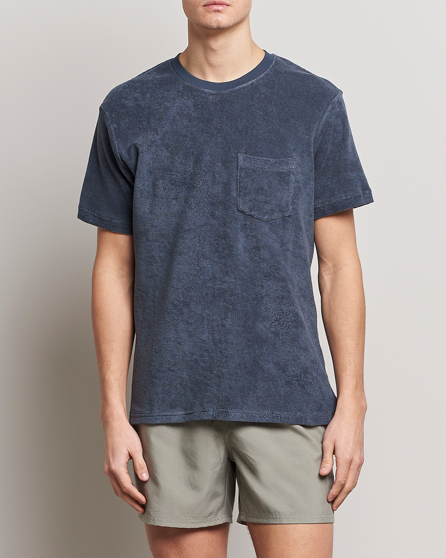 Hombres | Camisetas | Bread & Boxers | Terry Crew Neck T-Shirt Smoky Blue