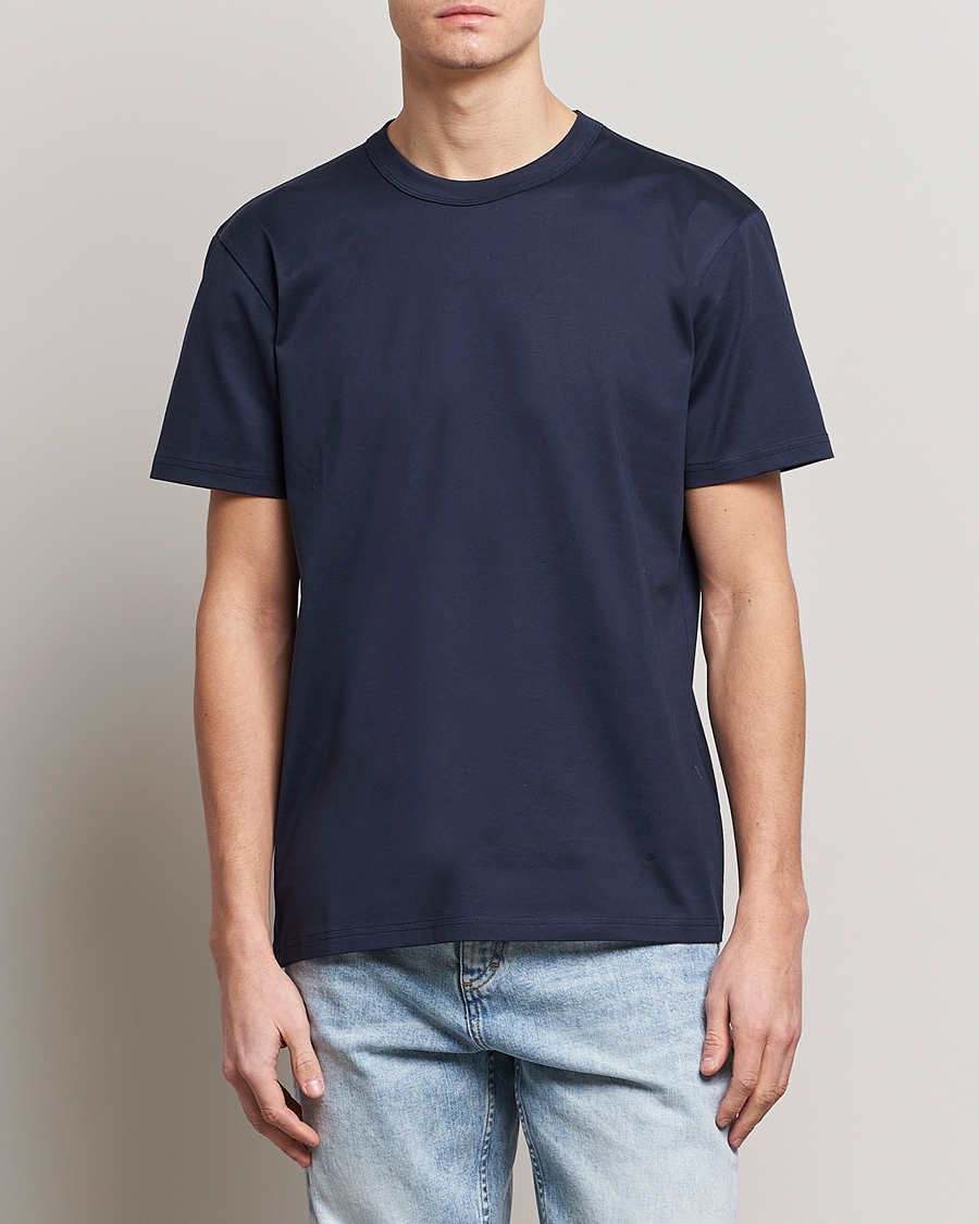 Hombres | Camisetas de manga corta | Bread & Boxers | Pima Cotton Crew Neck T-Shirt Navy Blue