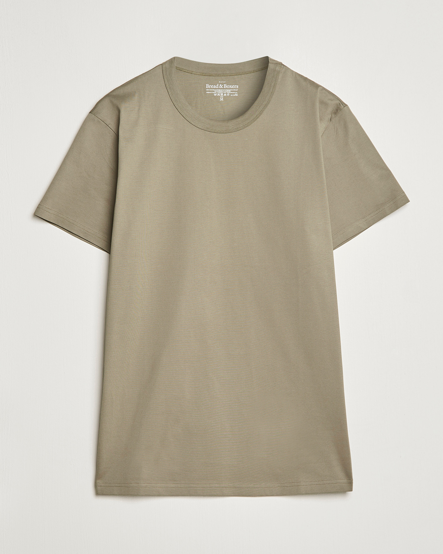 Hombres | Camisetas | Bread & Boxers | Heavy Pima Cotton Crew Neck T-Shirt Sage Green
