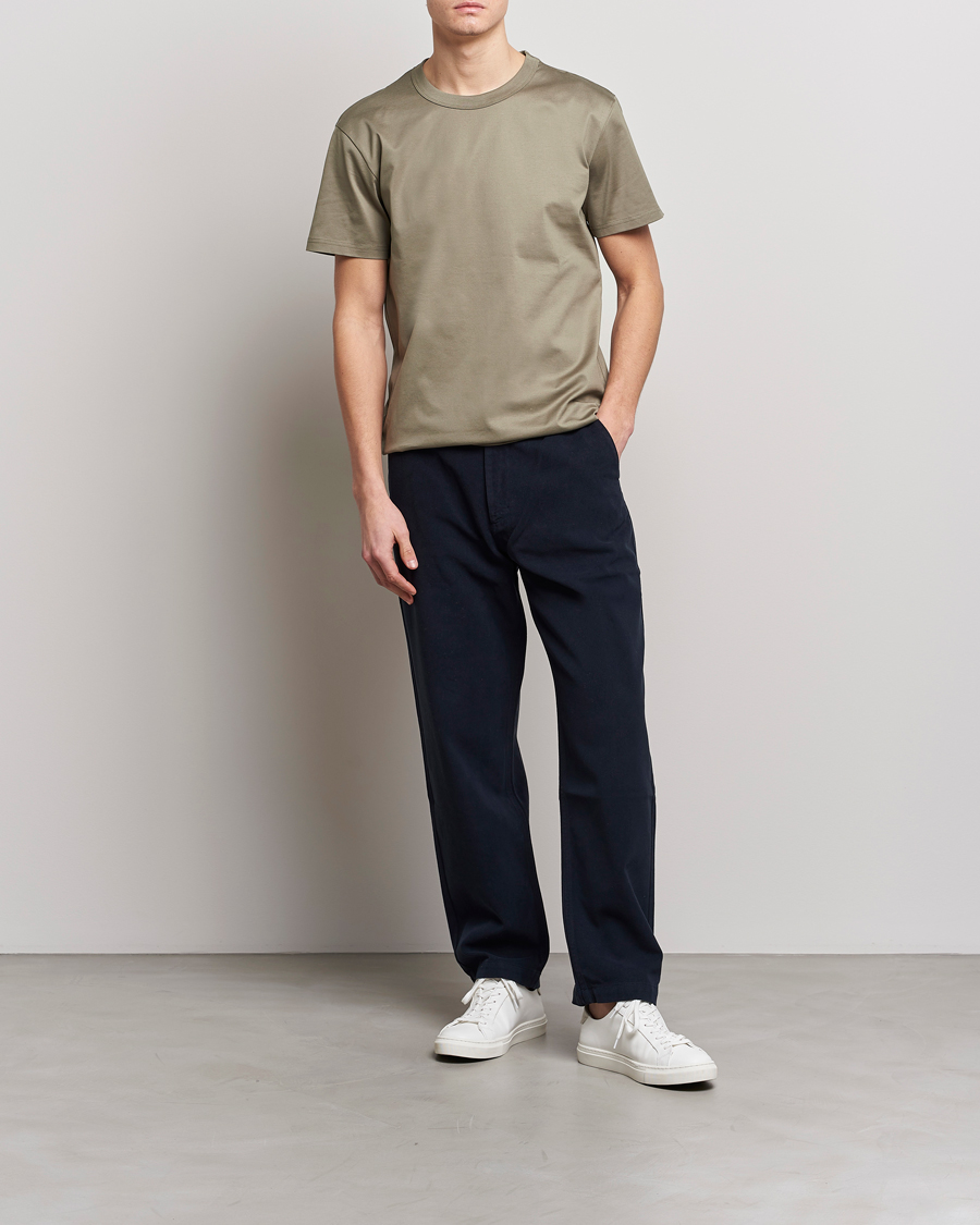 Hombres | Camisetas | Bread & Boxers | Heavy Pima Cotton Crew Neck T-Shirt Sage Green