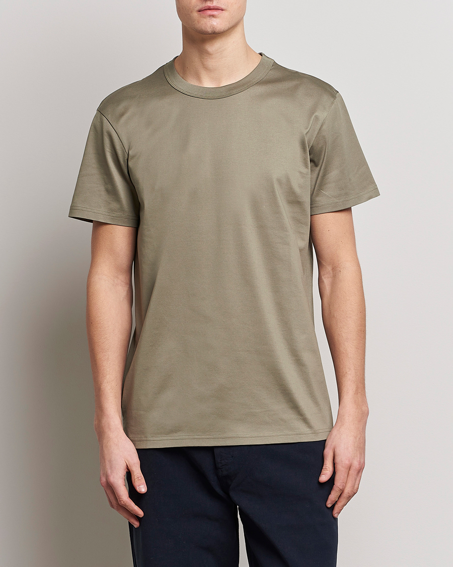 Hombres | Camisetas | Bread & Boxers | Heavy Pima Cotton Crew Neck T-Shirt Sage Green