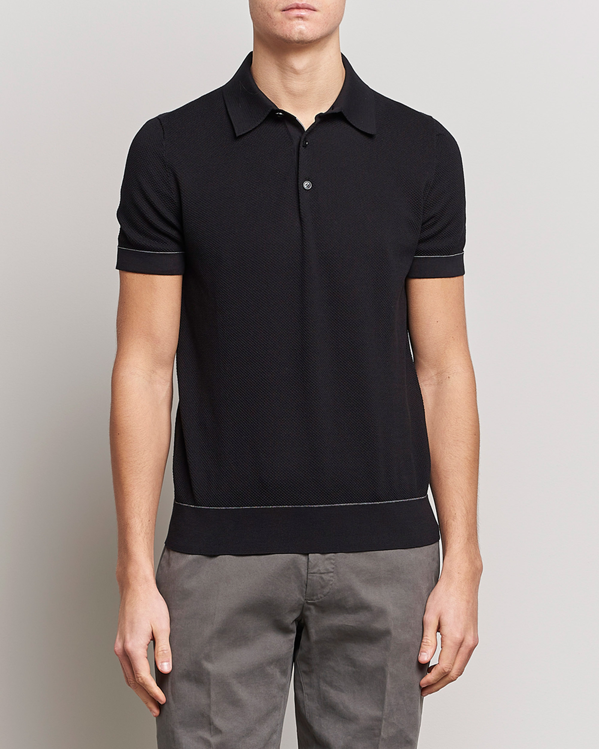 Hombres | Jerséis y prendas de punto | Brioni | Sea Island Knit Polo Black