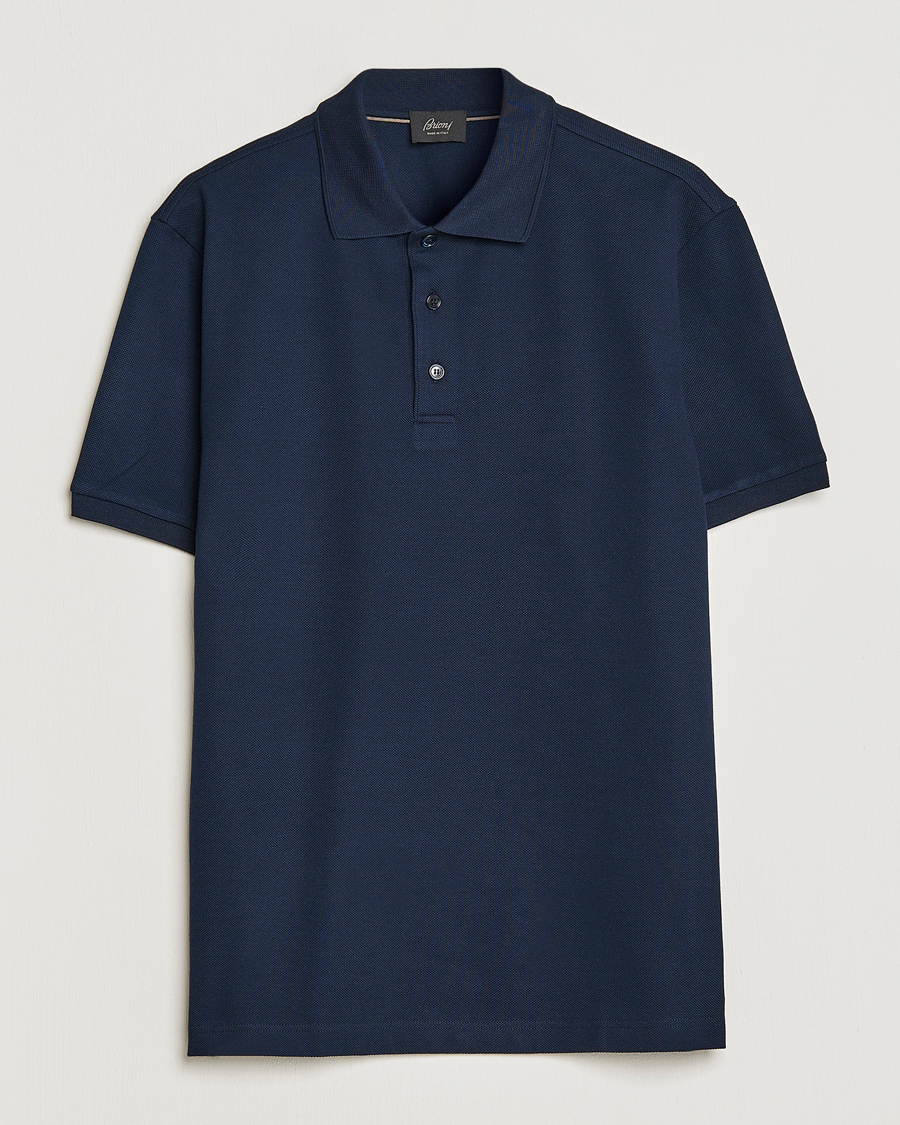 Hombres | Polos | Brioni | Mercerized Cotton Piquet Navy