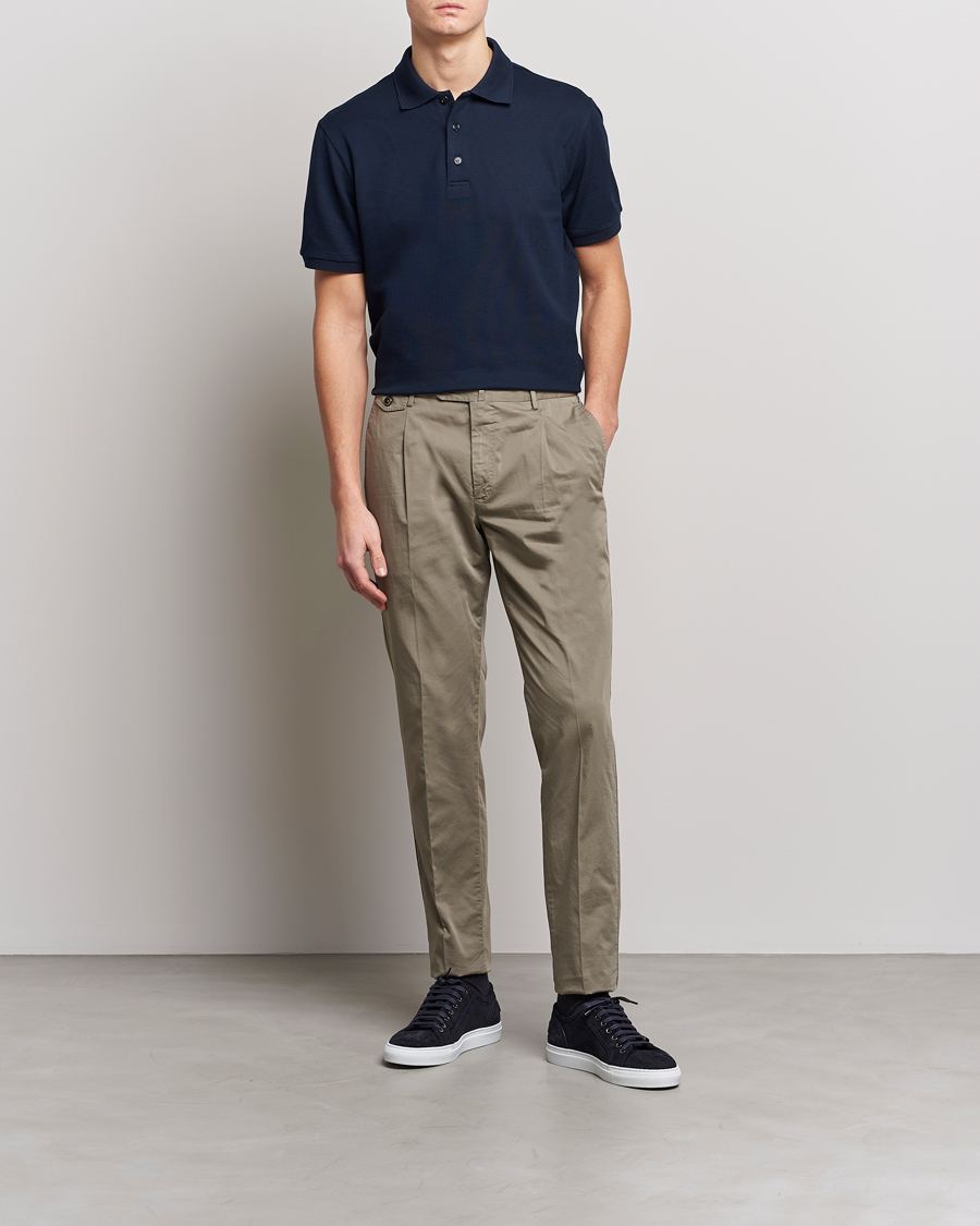 Hombres | Polos | Brioni | Mercerized Cotton Piquet Navy