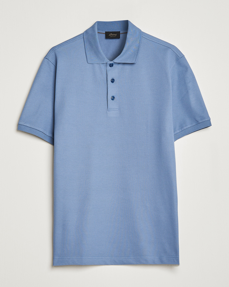 Hombres | Polos | Brioni | Mercerized Cotton Piquet Light Blue