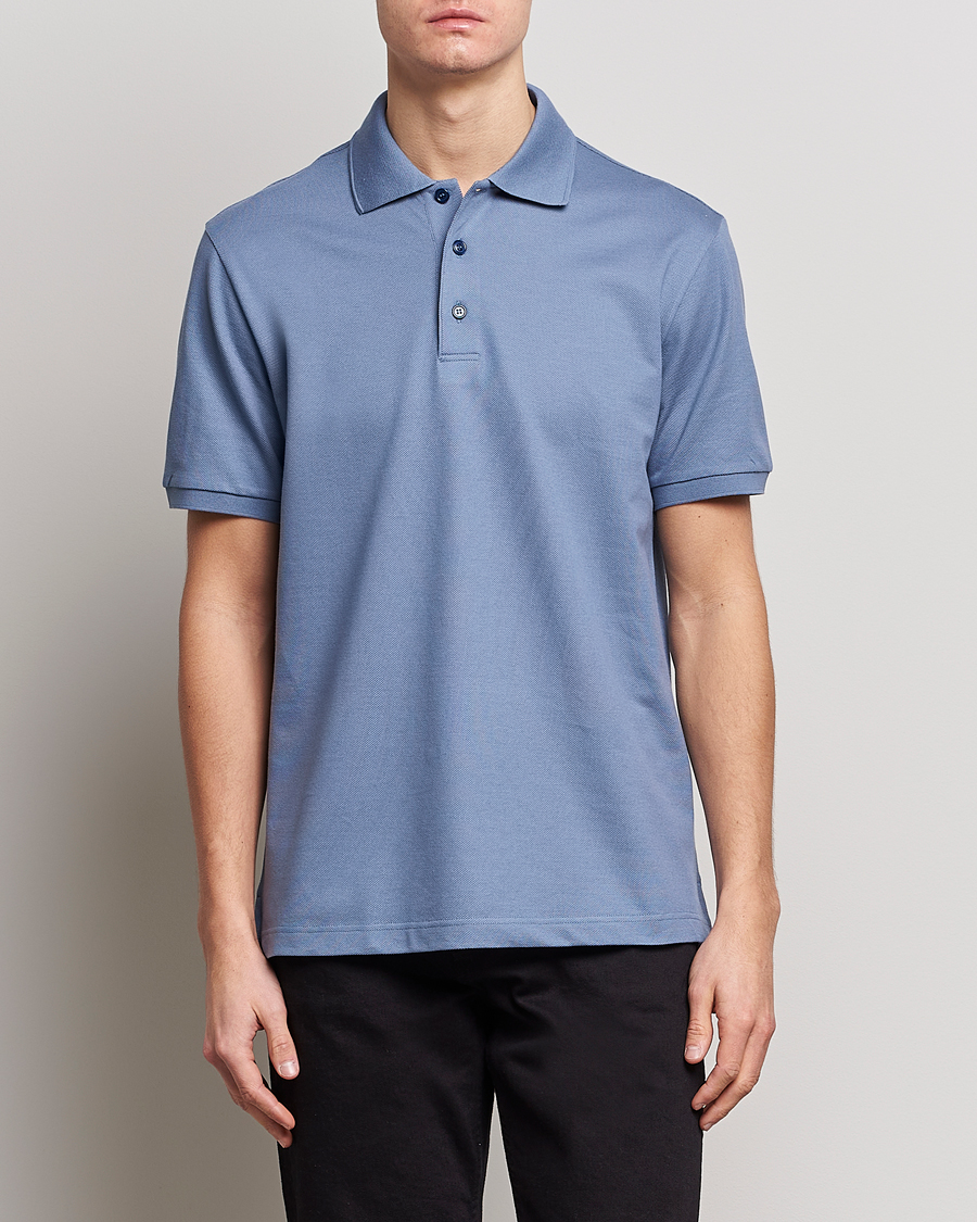 Hombres | Polos | Brioni | Mercerized Cotton Piquet Light Blue