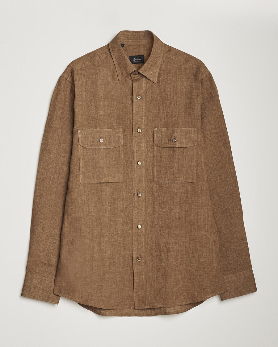 Hombres | Camisas | Brioni | Linen Overshirt Military