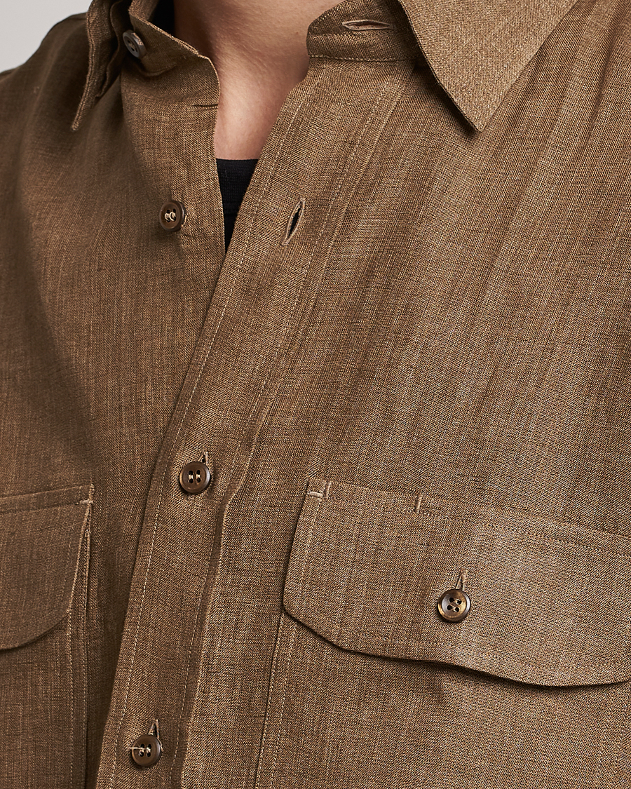 Hombres | Camisas | Brioni | Linen Overshirt Military