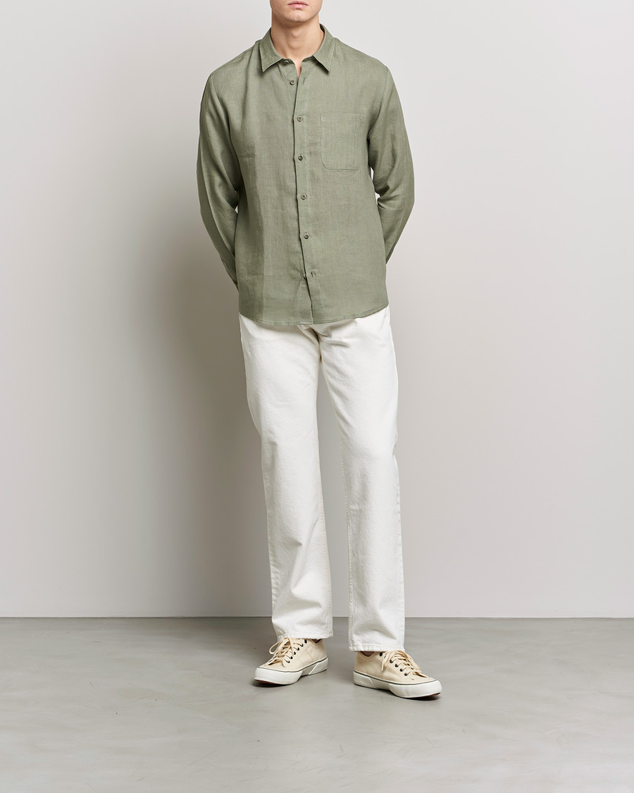 Hombres | Camisas | A.P.C. | Cassel Linen Shirt Light Olive