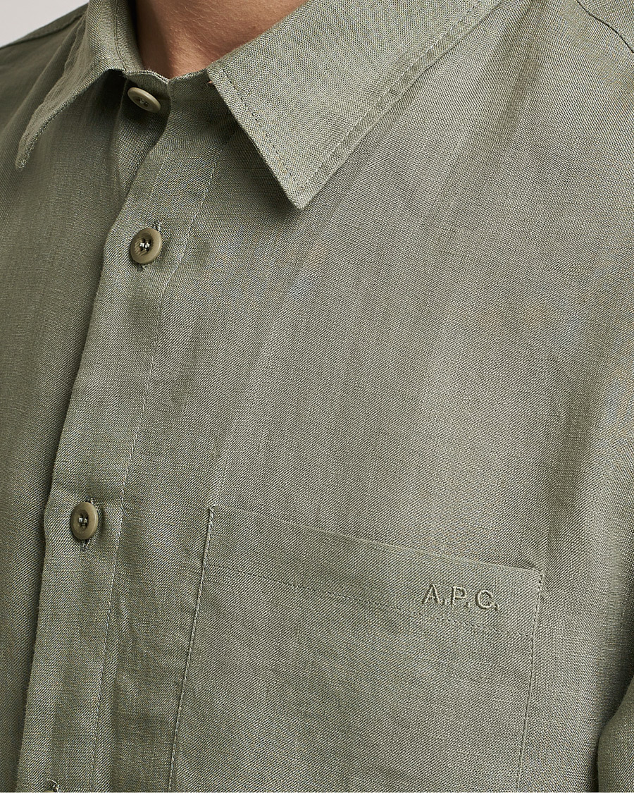 Hombres | Camisas | A.P.C. | Cassel Linen Shirt Light Olive