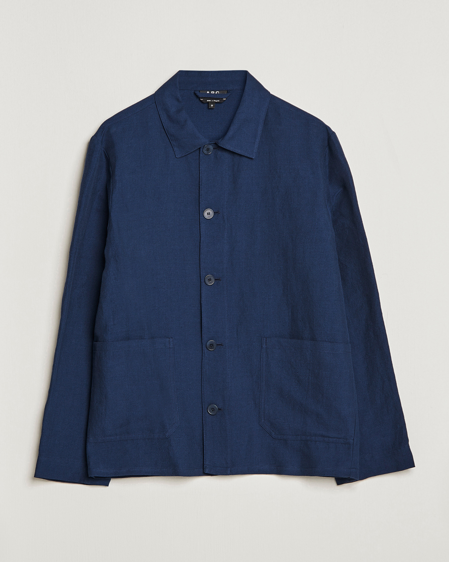 Hombres | Abrigos y chaquetas | A.P.C. | Kerlouan Linen Chore Jacket Navy