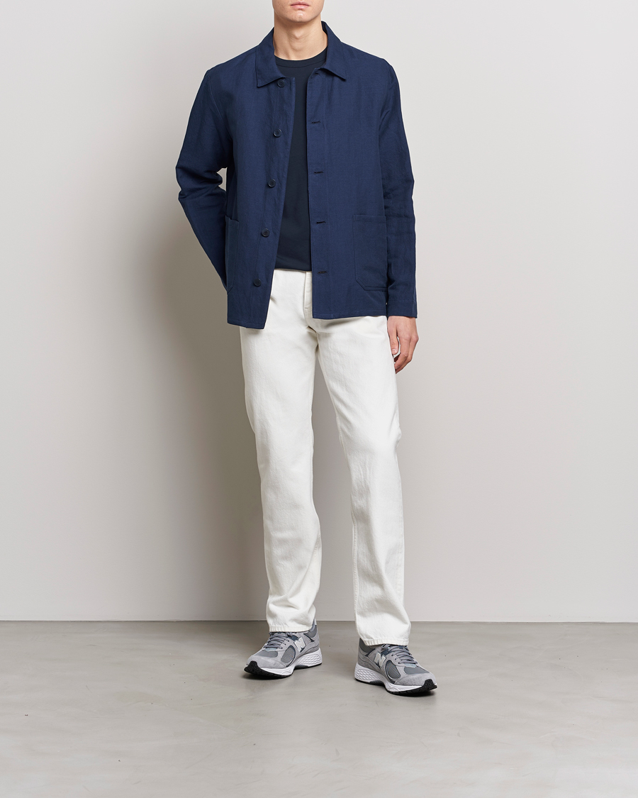 Hombres | Abrigos y chaquetas | A.P.C. | Kerlouan Linen Chore Jacket Navy