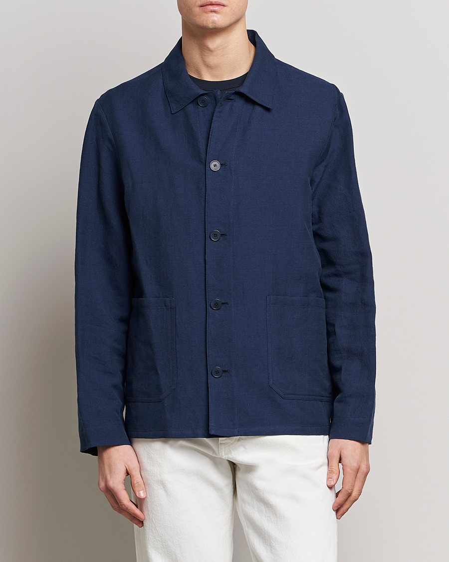 Hombres | Abrigos y chaquetas | A.P.C. | Kerlouan Linen Chore Jacket Navy