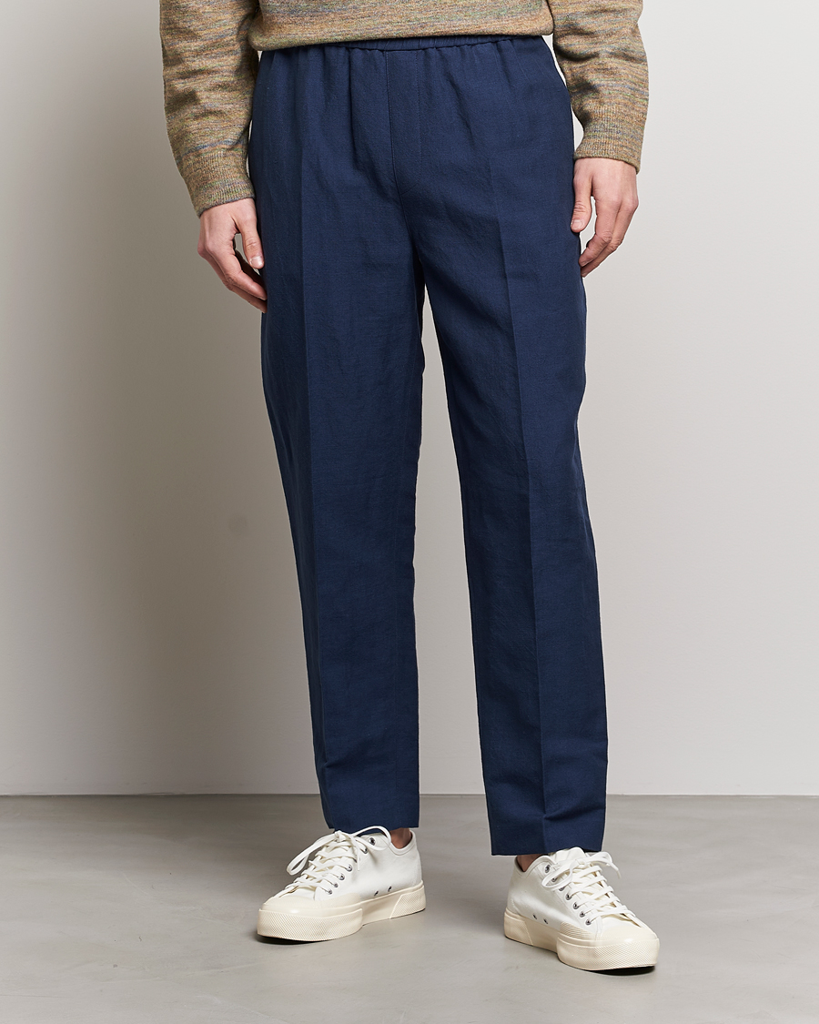 Hombres | Pantalones | A.P.C. | Linen Trousers Navy
