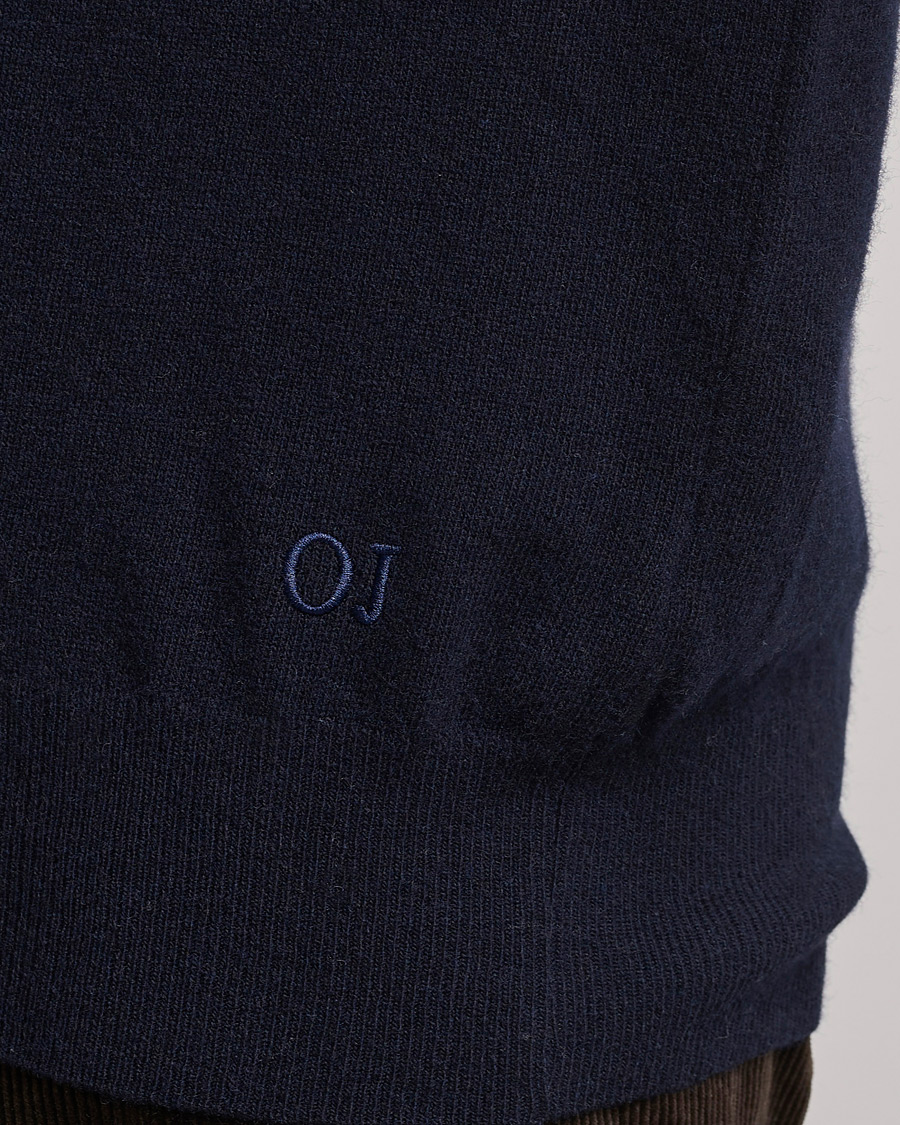 Hombres | Jerséis y prendas de punto | Oscar Jacobson | Gustaf Lambswool Raglan Crew Neck Navy