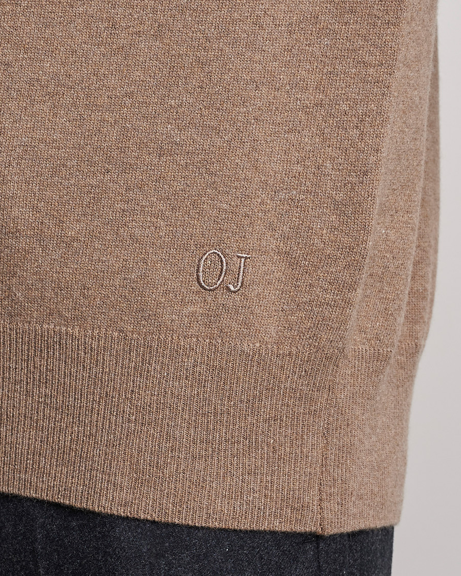 Hombres | Jerséis y prendas de punto | Oscar Jacobson | Gustaf Lambswool Raglan Crew Neck Camel