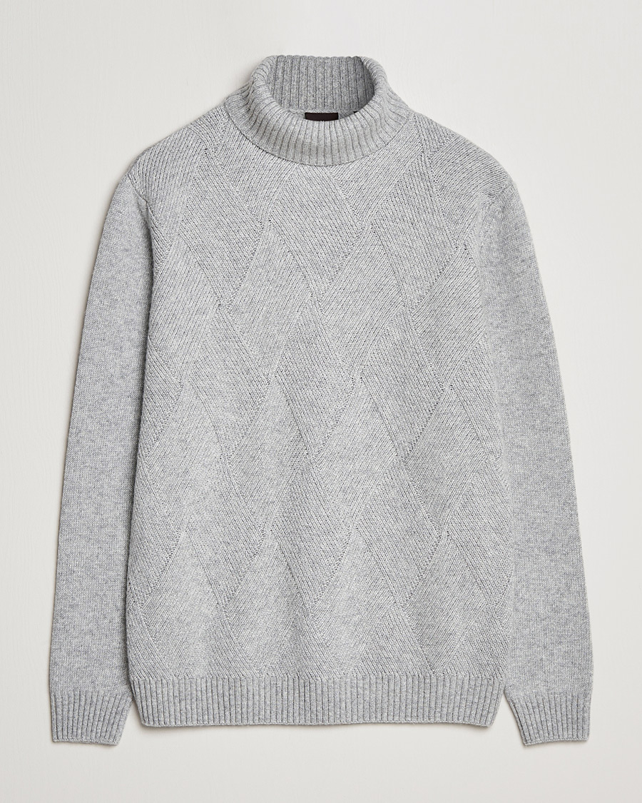 Hombres | Jerséis y prendas de punto | Oscar Jacobson | Lyle Wool/Cashmere Structured Rollneck Light Grey