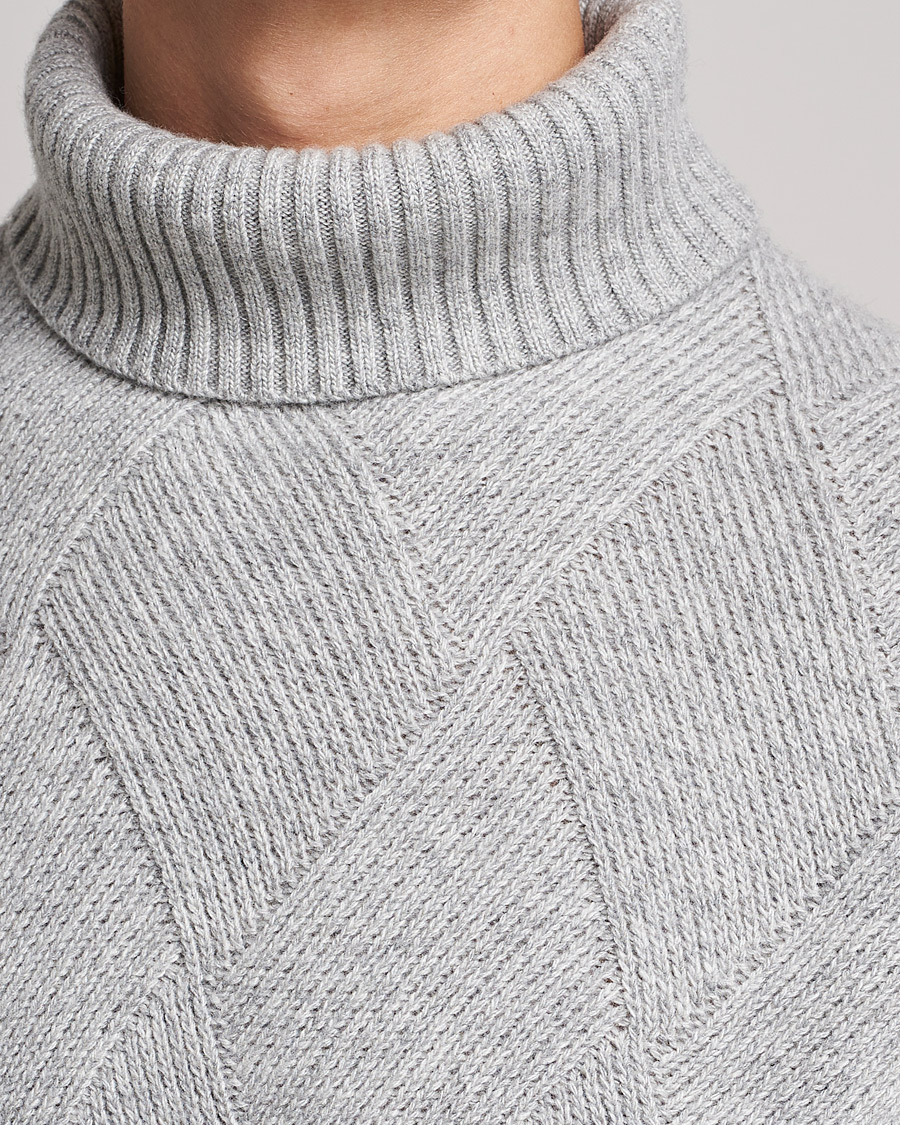 Hombres | Jerséis y prendas de punto | Oscar Jacobson | Lyle Wool/Cashmere Structured Rollneck Light Grey