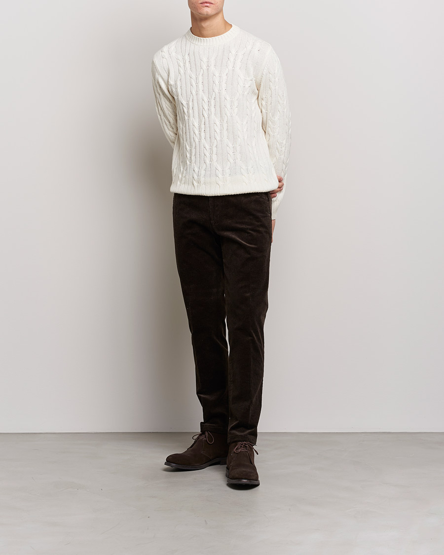 Hombres | Jerséis y prendas de punto | Oscar Jacobson | Emmet Wool/Cashmere Structured Crew Neck Off White