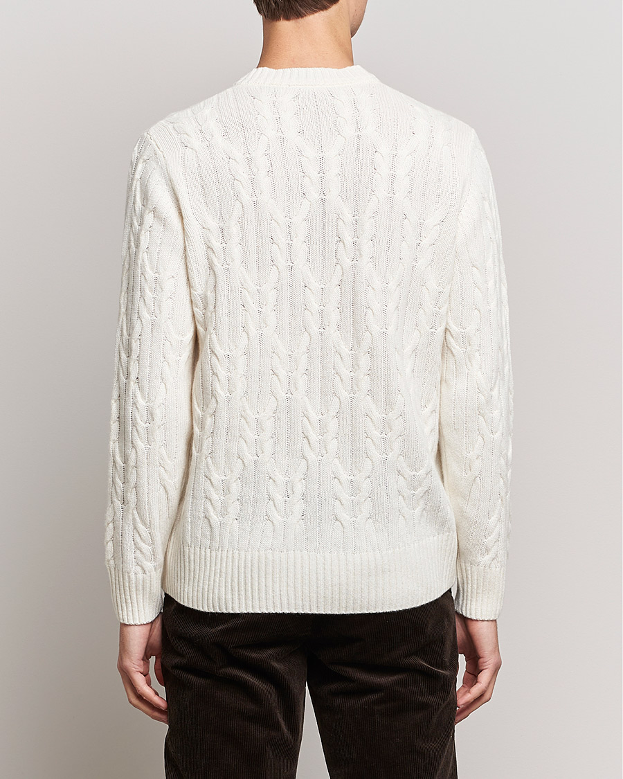 Hombres | Jerséis y prendas de punto | Oscar Jacobson | Emmet Wool/Cashmere Structured Crew Neck Off White