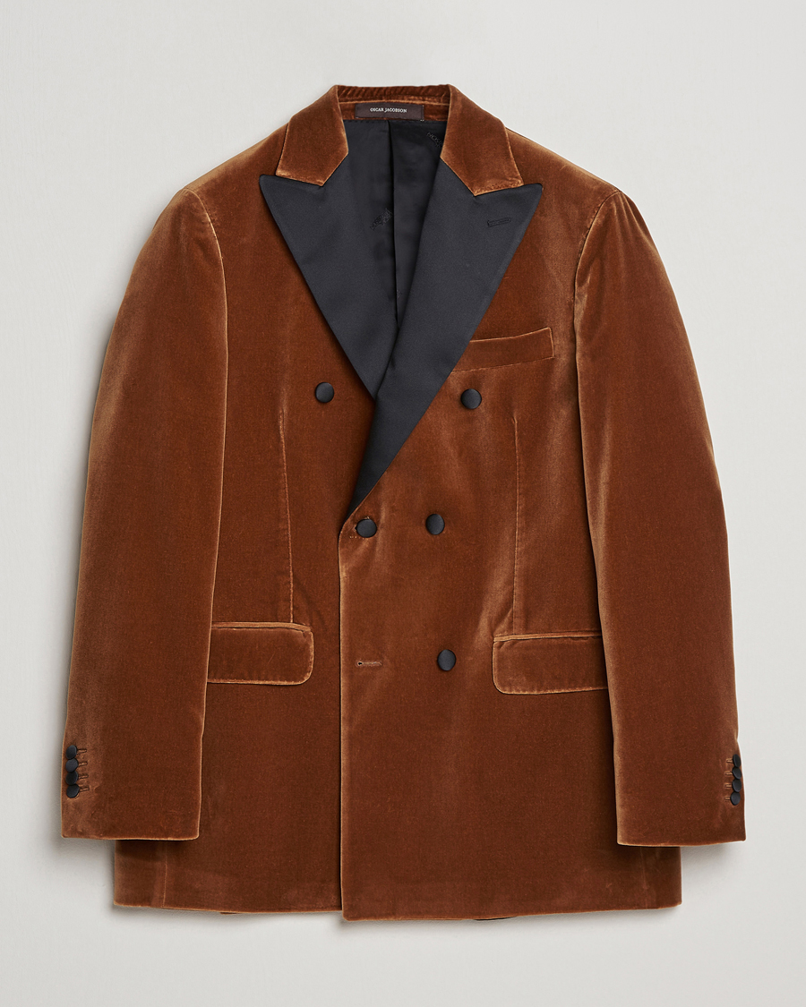 Hombres | Blazers | Oscar Jacobson | Farris Tuxedo Velvet DB Blazer Brown
